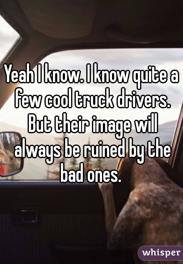 Yeah I know. I know quite a few cool truck drivers. But their image will always be ruined by the bad ones. 
