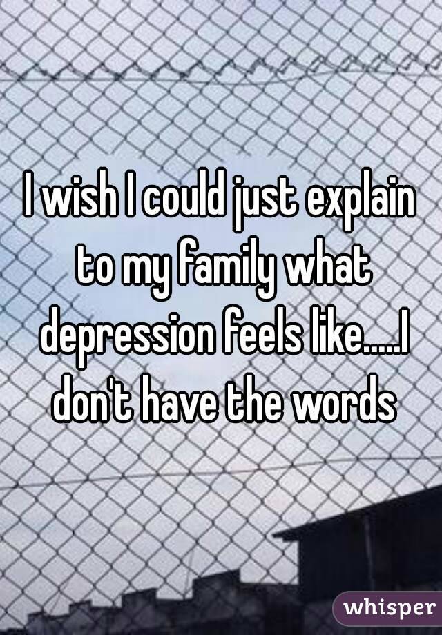 I wish I could just explain to my family what depression feels like.....I don't have the words