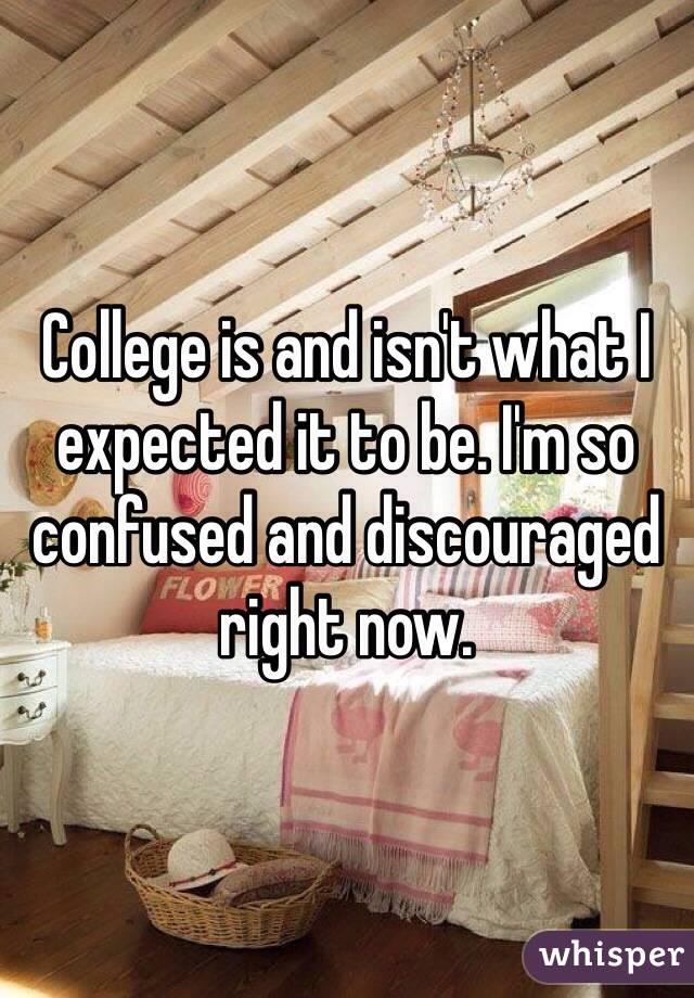 College is and isn't what I expected it to be. I'm so confused and discouraged right now.