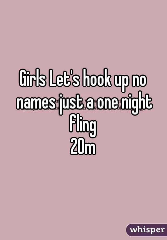 Girls Let's hook up no names just a one night fling 
20m