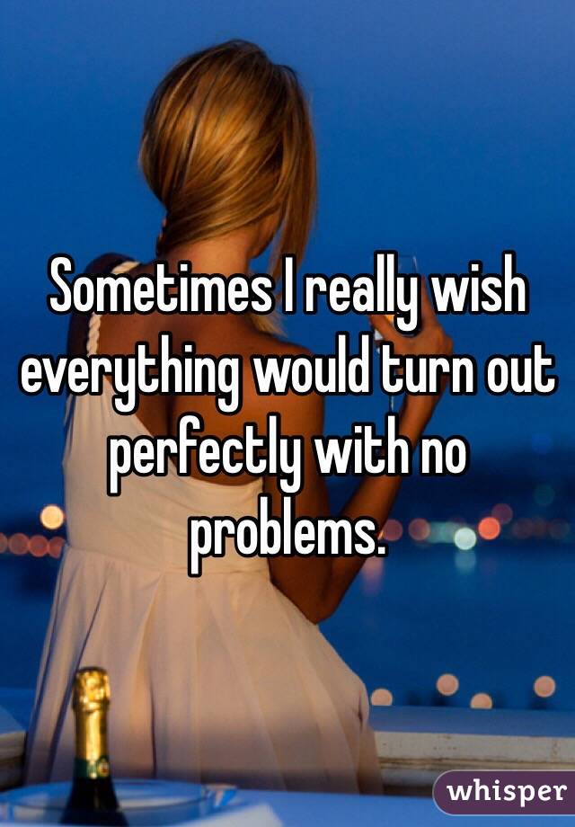 Sometimes I really wish everything would turn out perfectly with no problems. 