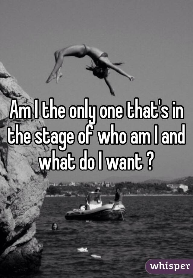 Am I the only one that's in the stage of who am I and what do I want ? 