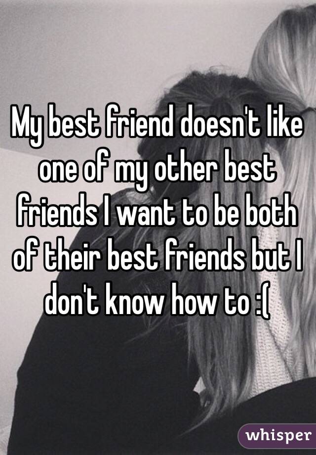 My best friend doesn't like one of my other best friends I want to be both of their best friends but I don't know how to :(