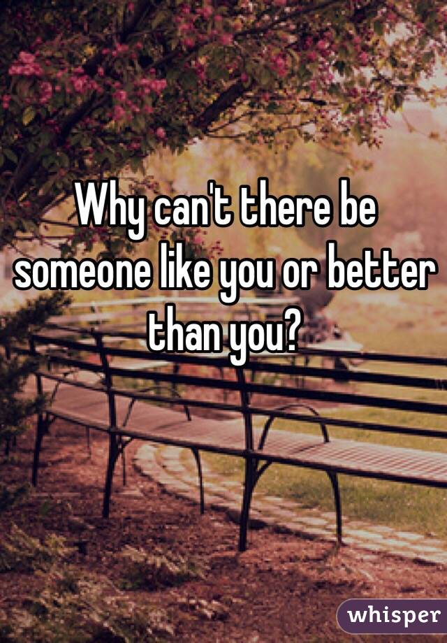 Why can't there be someone like you or better than you?