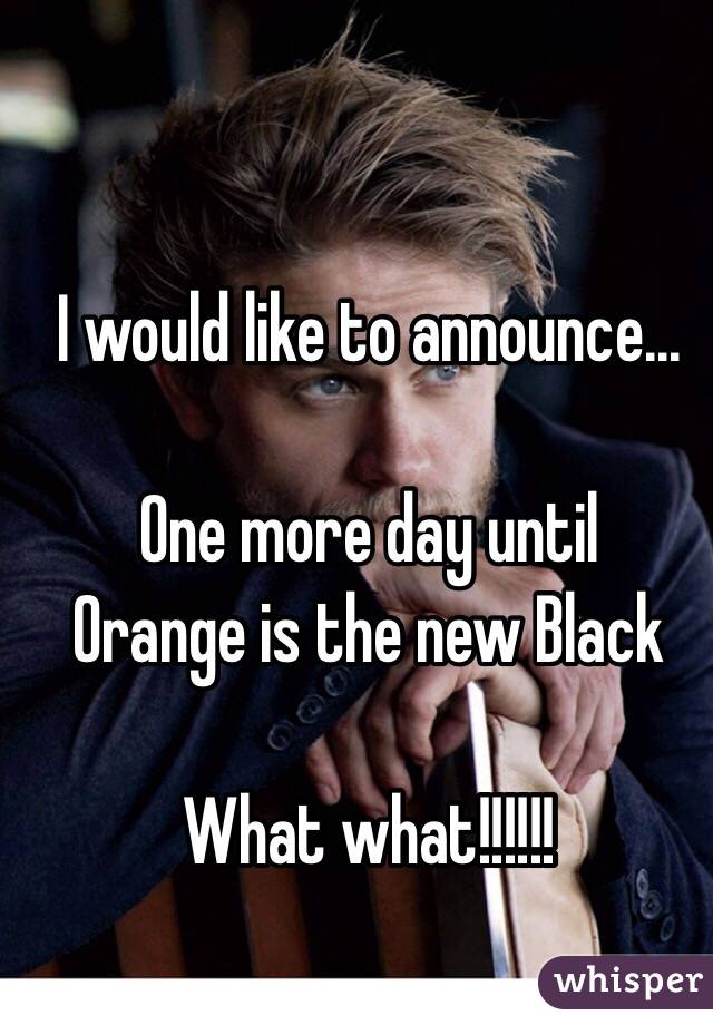 I would like to announce...

One more day until
Orange is the new Black

What what!!!!!! 
