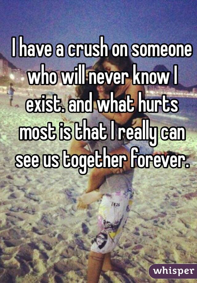 I have a crush on someone who will never know I exist. and what hurts most is that I really can see us together forever.