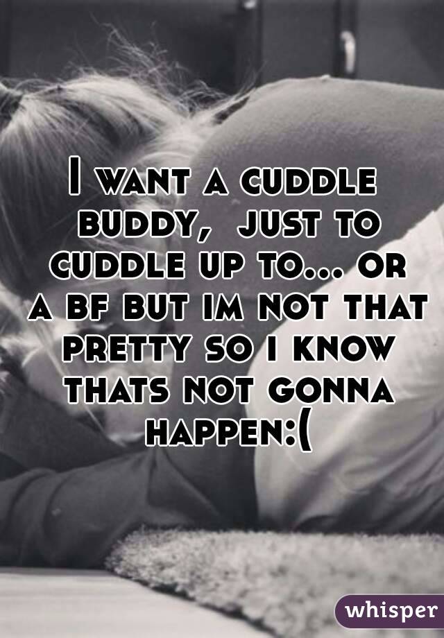 I want a cuddle buddy,  just to cuddle up to... or a bf but im not that pretty so i know thats not gonna happen:(