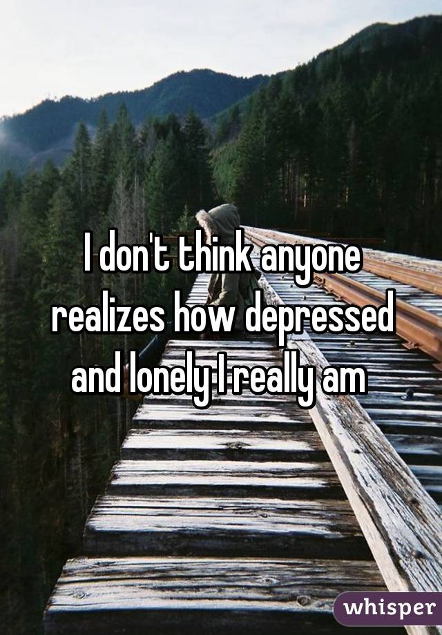 I don't think anyone realizes how depressed and lonely I really am 