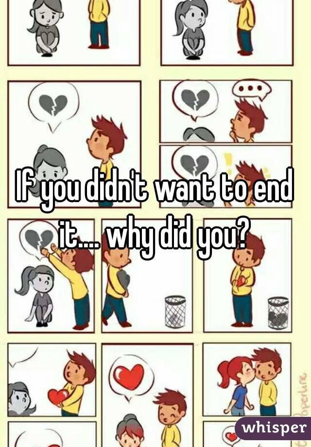 If you didn't want to end it.... why did you? 