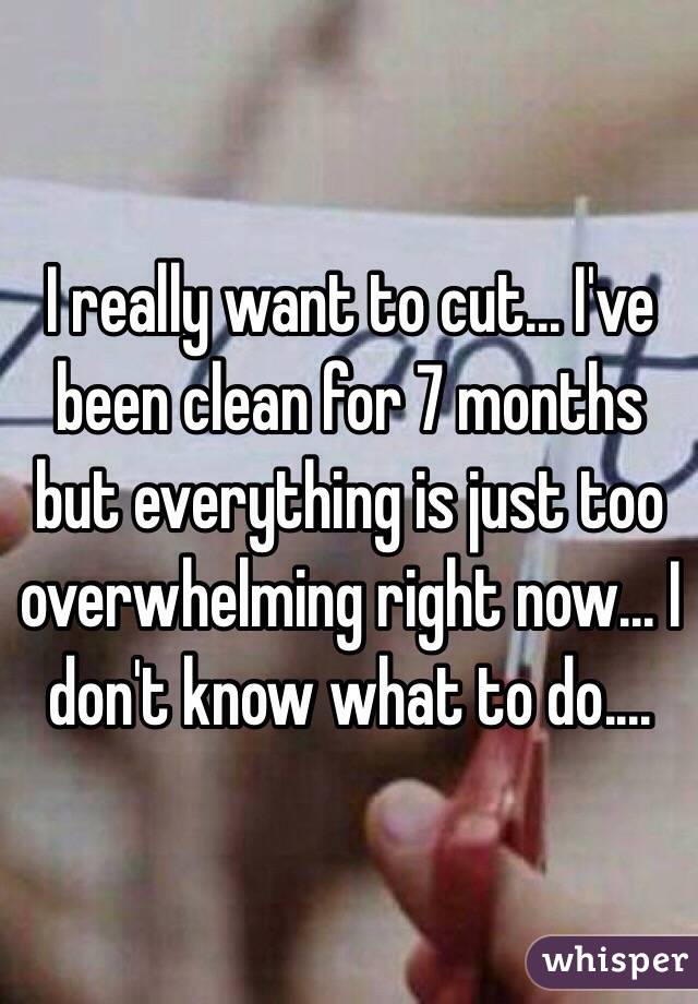 I really want to cut... I've been clean for 7 months but everything is just too overwhelming right now... I don't know what to do....