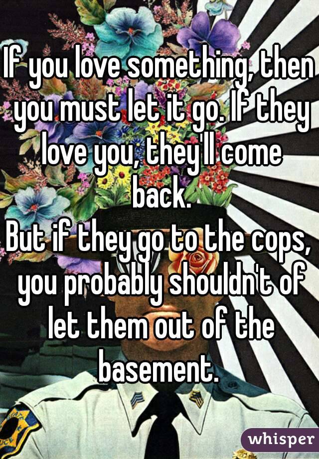 If you love something, then you must let it go. If they love you, they'll come back.
But if they go to the cops, you probably shouldn't of let them out of the basement. 