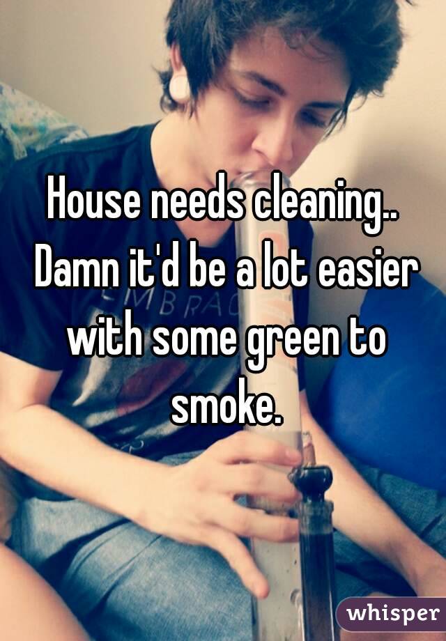 House needs cleaning.. Damn it'd be a lot easier with some green to smoke.
