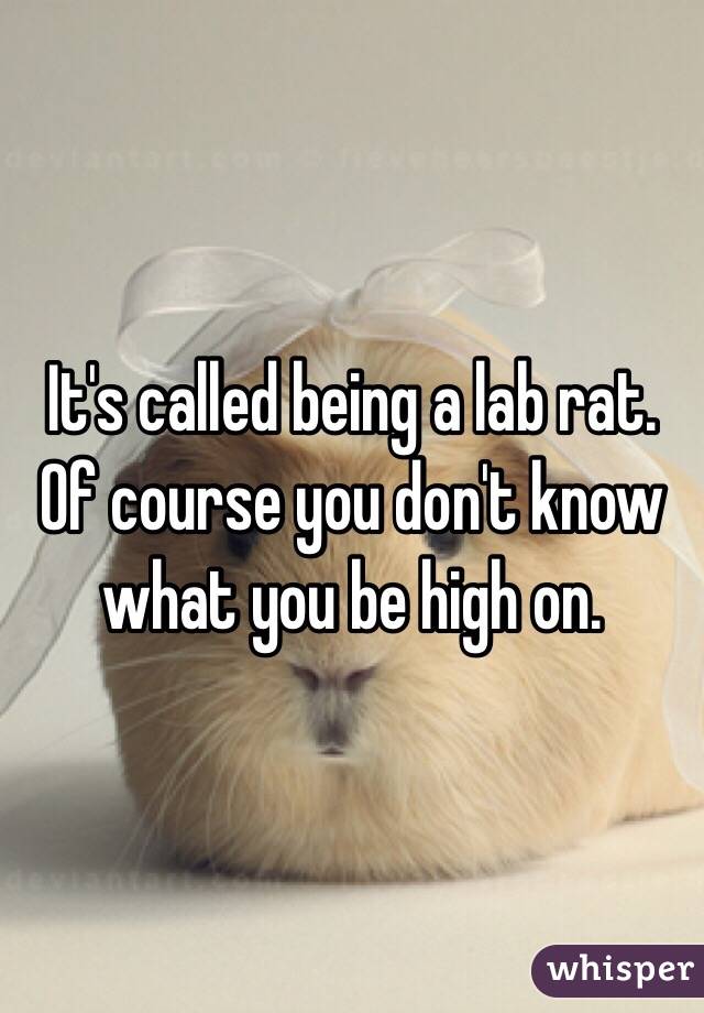 It's called being a lab rat. Of course you don't know what you be high on.  