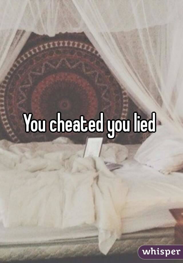 You cheated you lied 