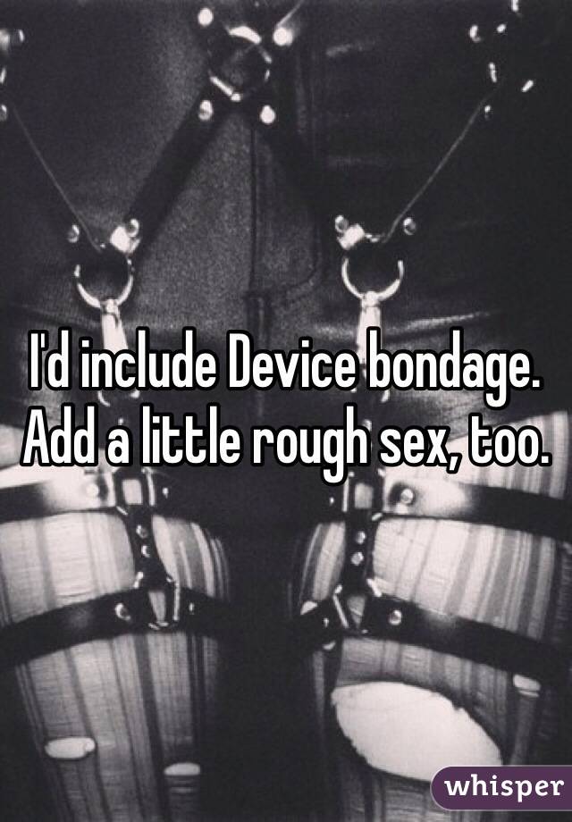 I'd include Device bondage.
Add a little rough sex, too.