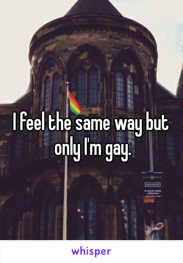 I feel the same way but only I'm gay.