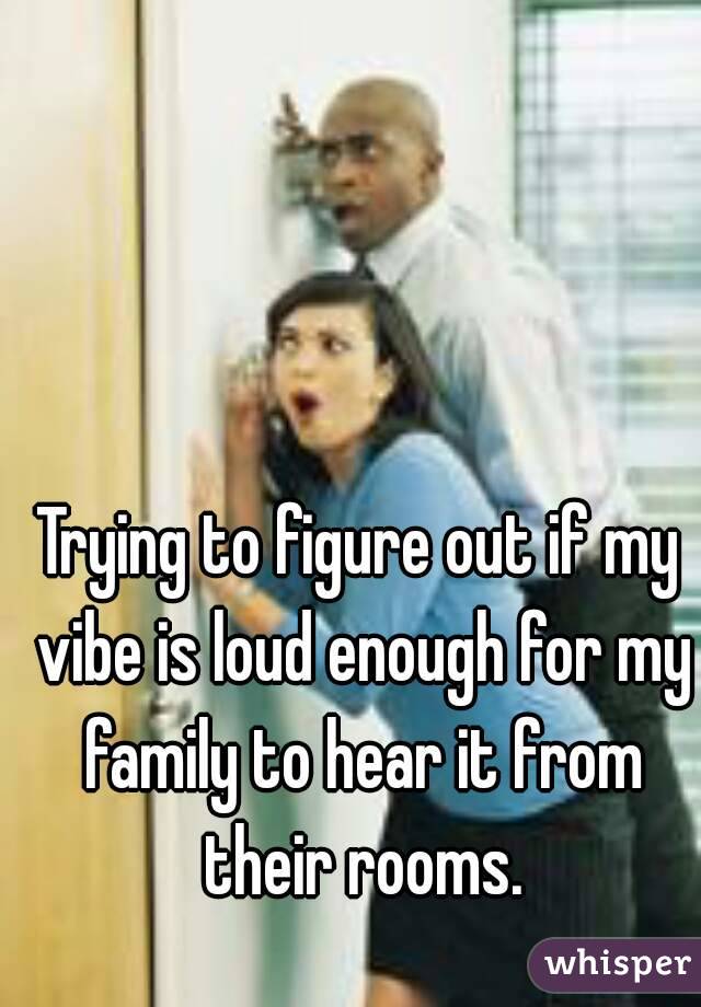 Trying to figure out if my vibe is loud enough for my family to hear it from their rooms.