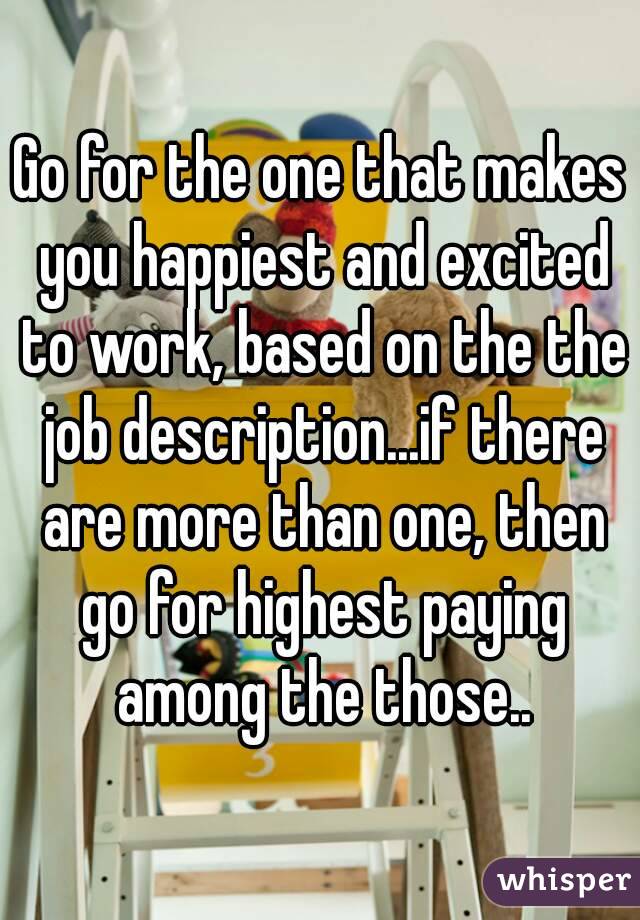 Go for the one that makes you happiest and excited to work, based on the the job description...if there are more than one, then go for highest paying among the those..
