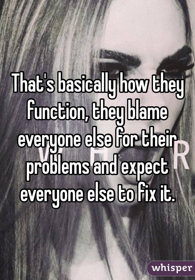 That's basically how they function, they blame everyone else for their problems and expect everyone else to fix it. 