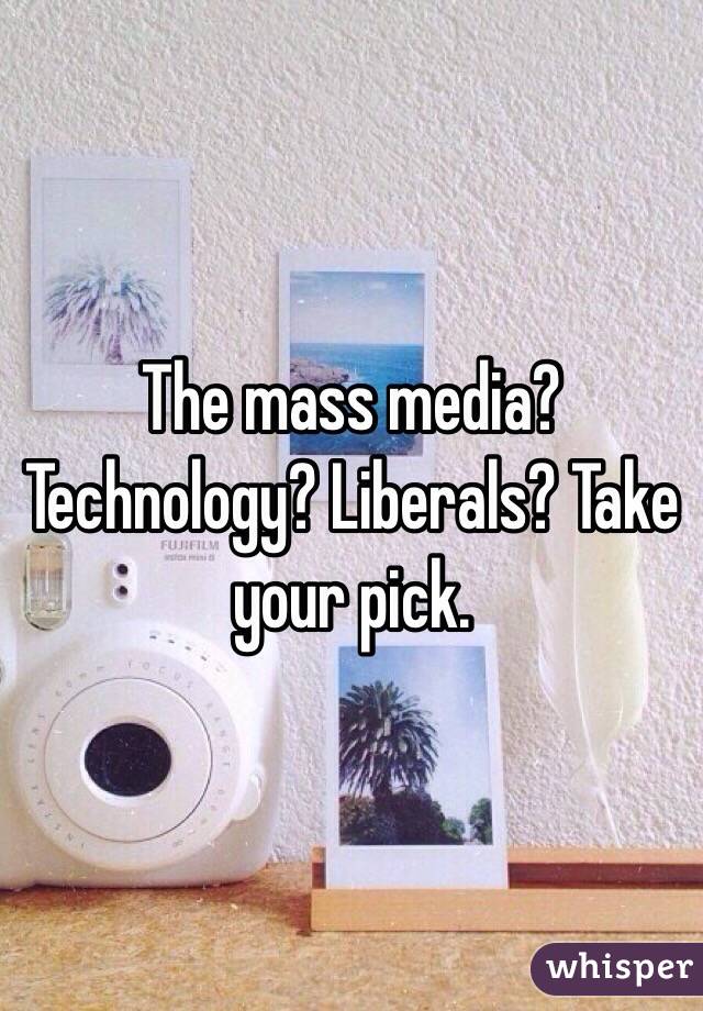 The mass media? Technology? Liberals? Take your pick. 