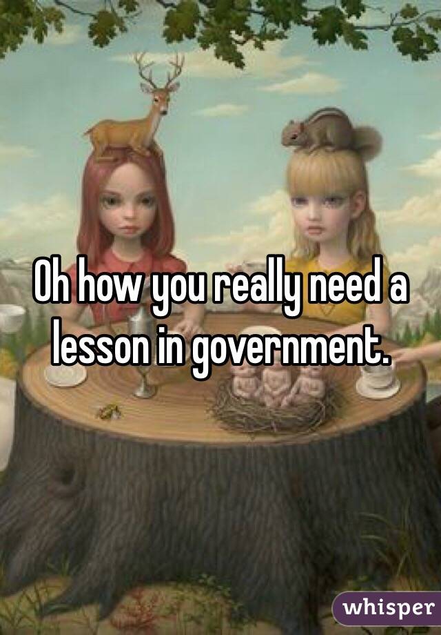 Oh how you really need a lesson in government. 