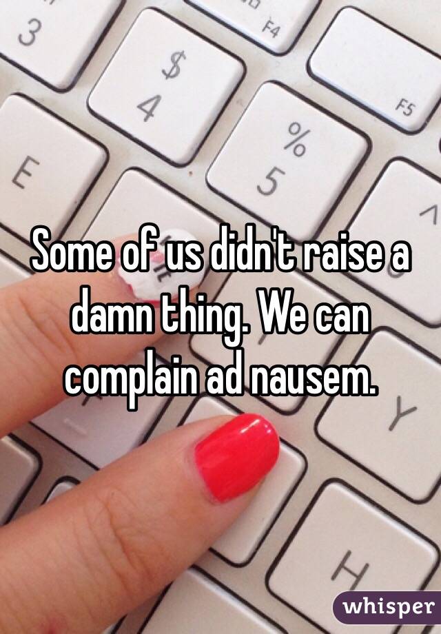 Some of us didn't raise a damn thing. We can complain ad nausem. 