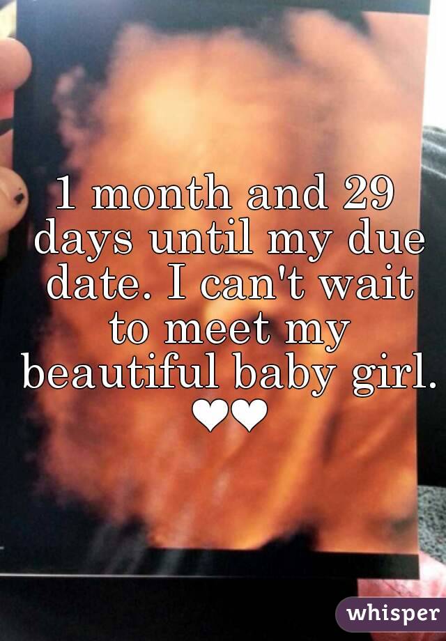 1 month and 29 days until my due date. I can't wait to meet my beautiful baby girl. ❤❤