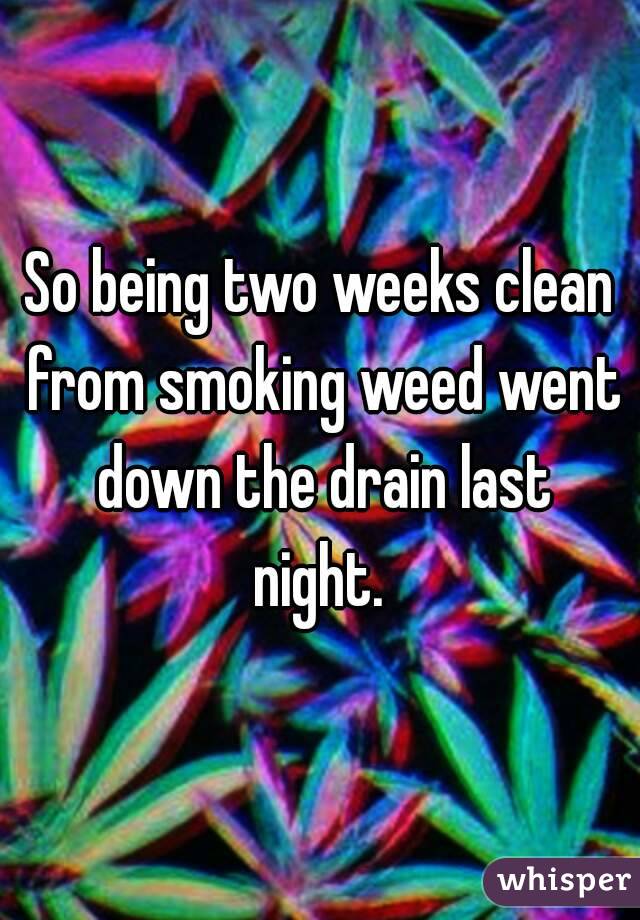 So being two weeks clean from smoking weed went down the drain last night. 