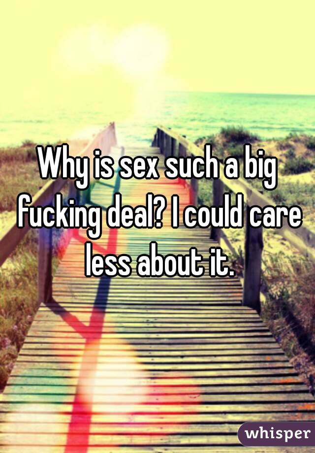 Why is sex such a big fucking deal? I could care less about it.