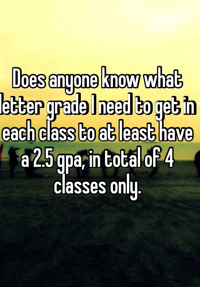 What is a 2.5 GPA in letter grades?