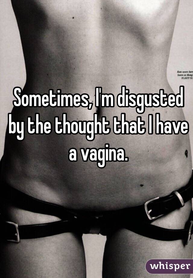 Sometimes, I'm disgusted by the thought that I have a vagina. 