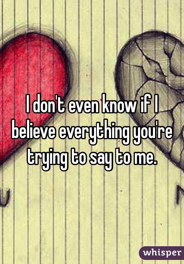 I don't even know if I believe everything you're trying to say to me. 