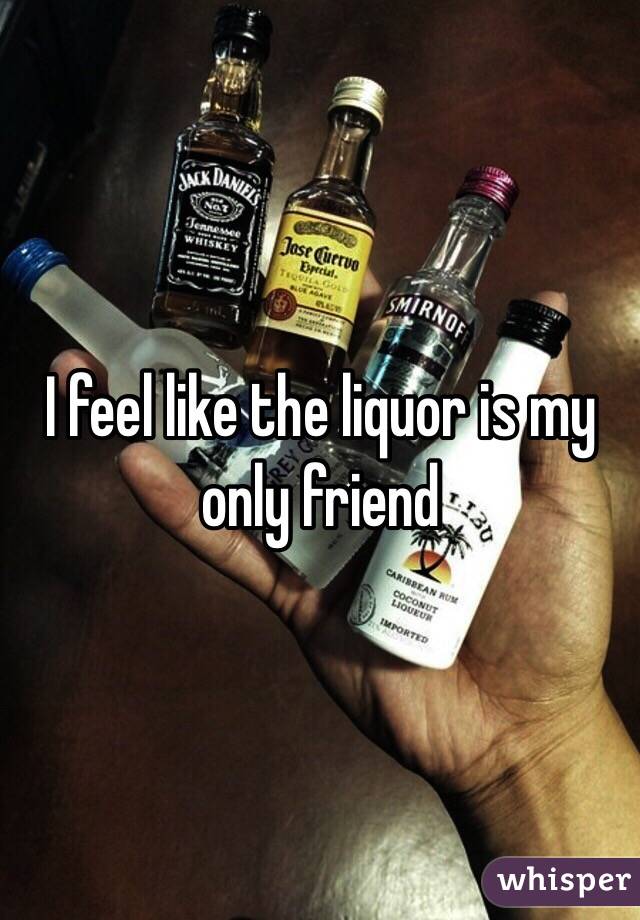 I feel like the liquor is my only friend
