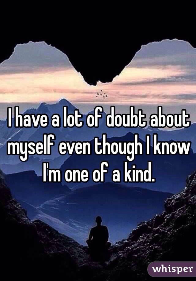 I have a lot of doubt about myself even though I know I'm one of a kind. 