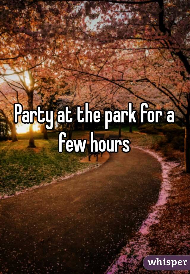 Party at the park for a few hours 