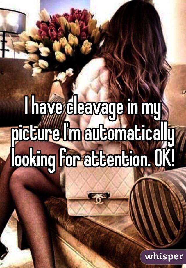 I have cleavage in my picture I'm automatically looking for attention. OK!