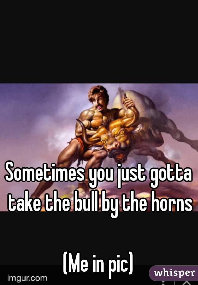 Sometimes you just gotta take the bull by the horns

(Me in pic)