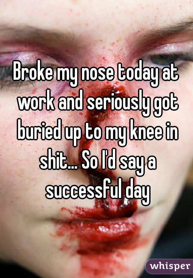 Broke my nose today at work and seriously got buried up to my knee in shit... So I'd say a successful day