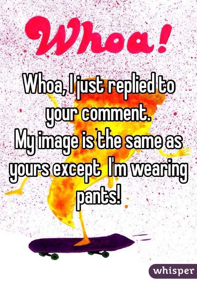 Whoa, I just replied to your comment. 
My image is the same as yours except  I'm wearing pants!