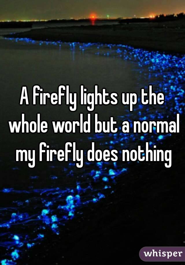 A firefly lights up the whole world but a normal my firefly does nothing