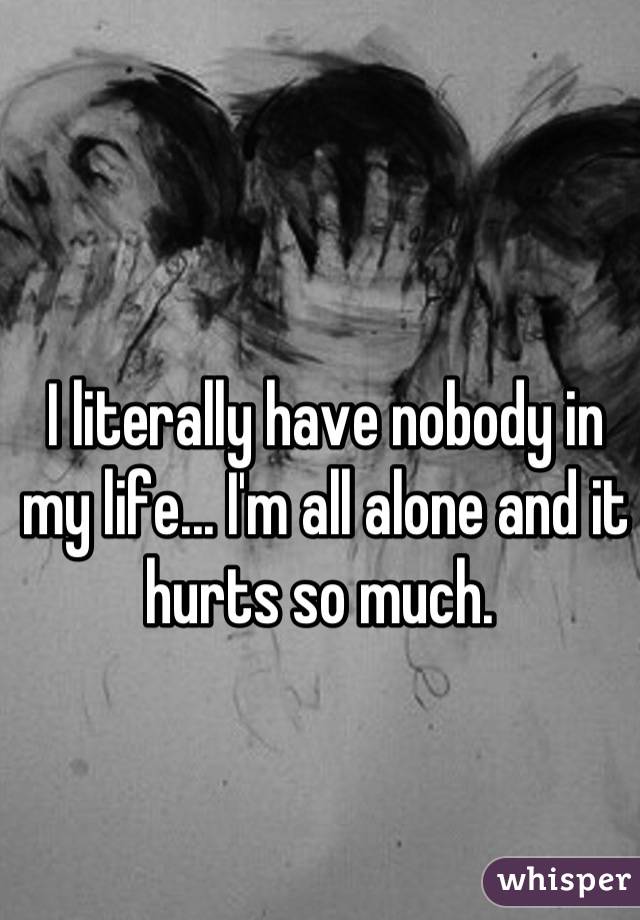 I literally have nobody in my life... I'm all alone and it hurts so much. 