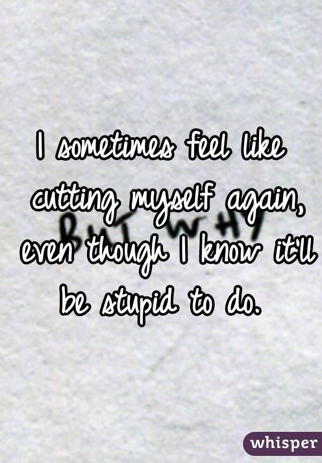 I sometimes feel like cutting myself again, even though I know it'll be stupid to do. 