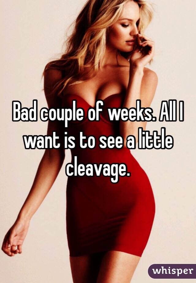 Bad couple of weeks. All I want is to see a little cleavage. 