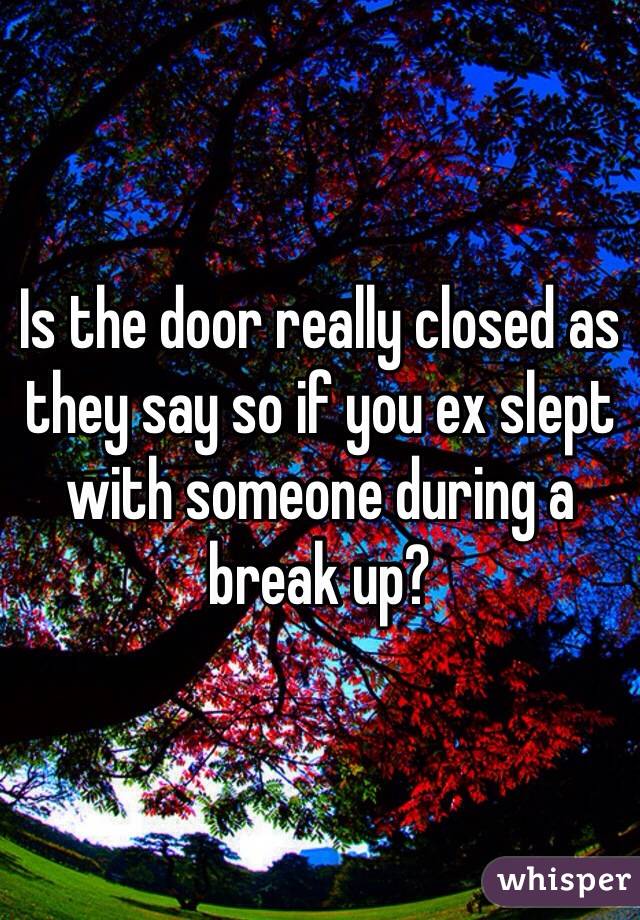 Is the door really closed as they say so if you ex slept with someone during a break up?