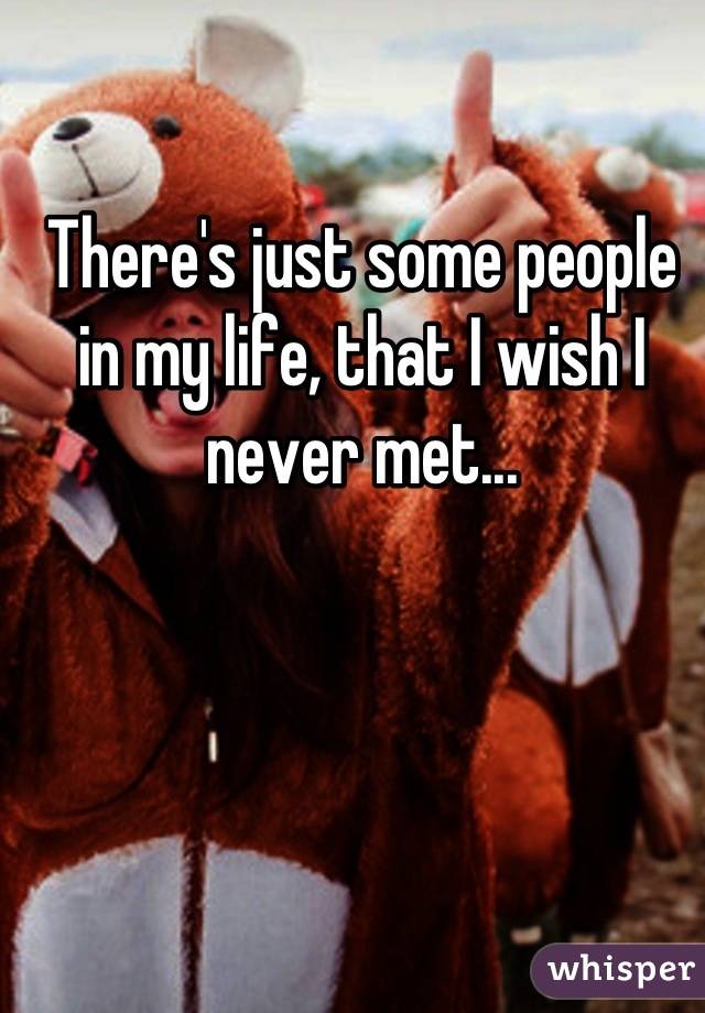 There's just some people in my life, that I wish I never met...