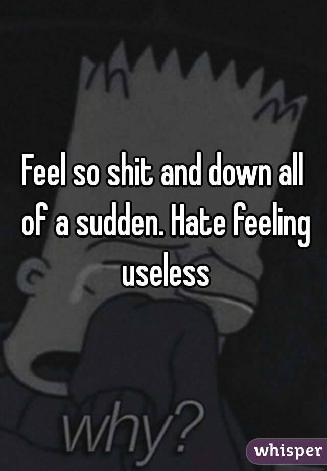 Feel so shit and down all of a sudden. Hate feeling useless