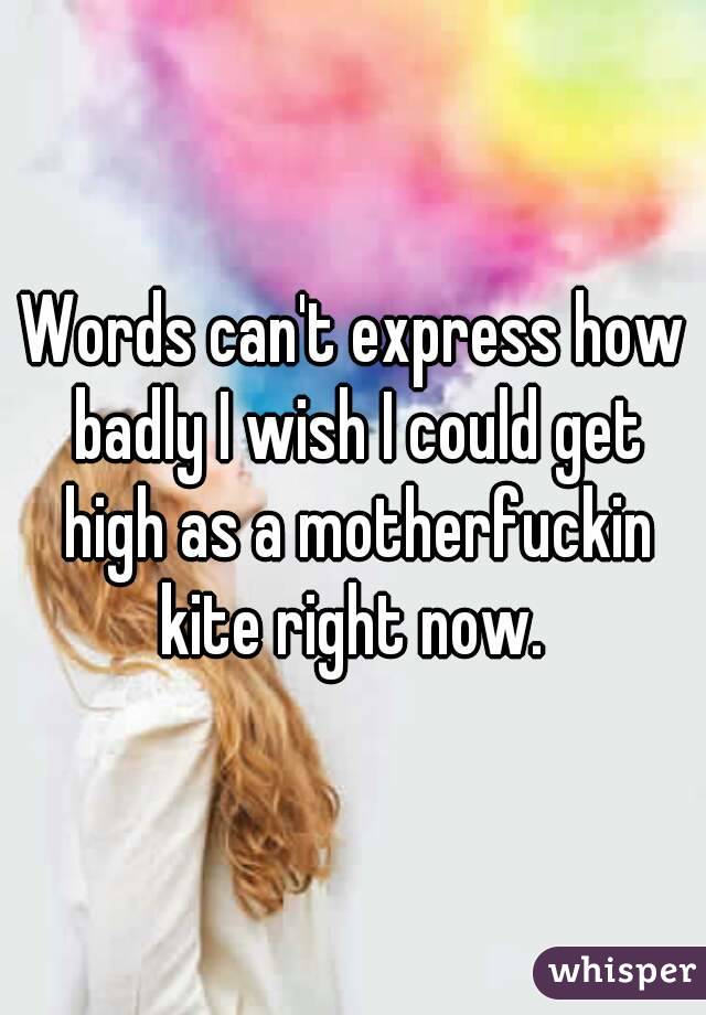 Words can't express how badly I wish I could get high as a motherfuckin kite right now. 