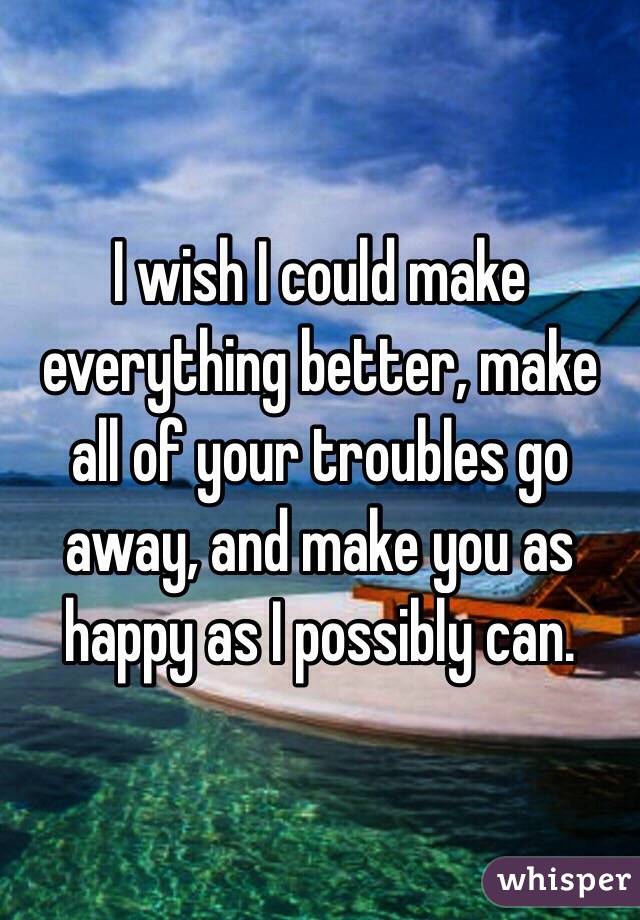 I wish I could make everything better, make all of your troubles go away, and make you as happy as I possibly can.