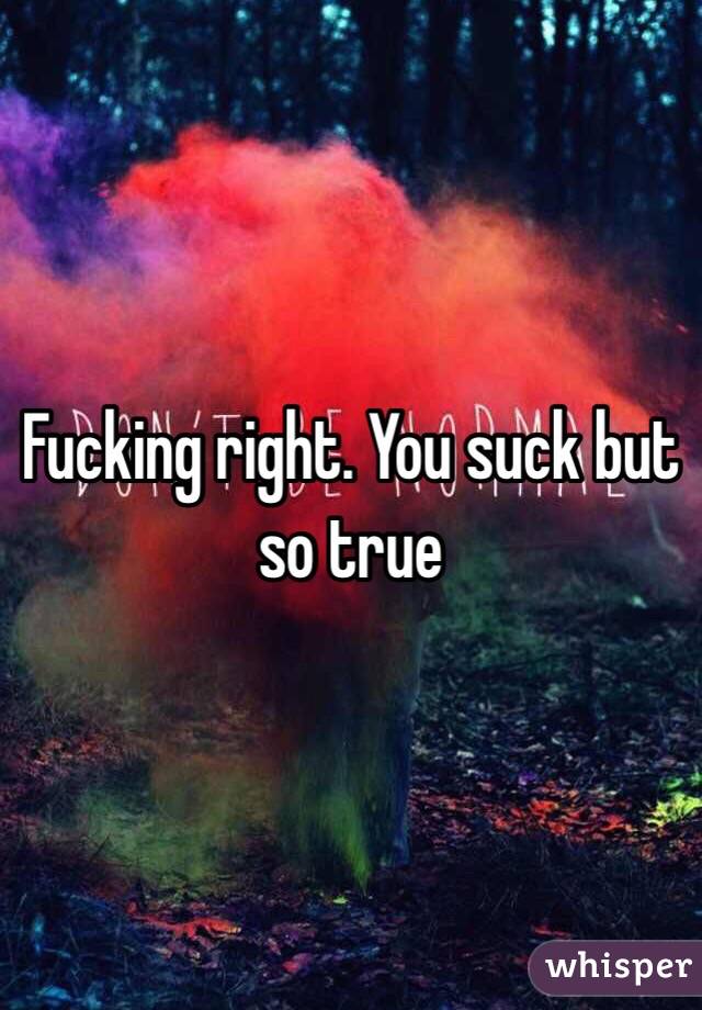 Fucking right. You suck but so true