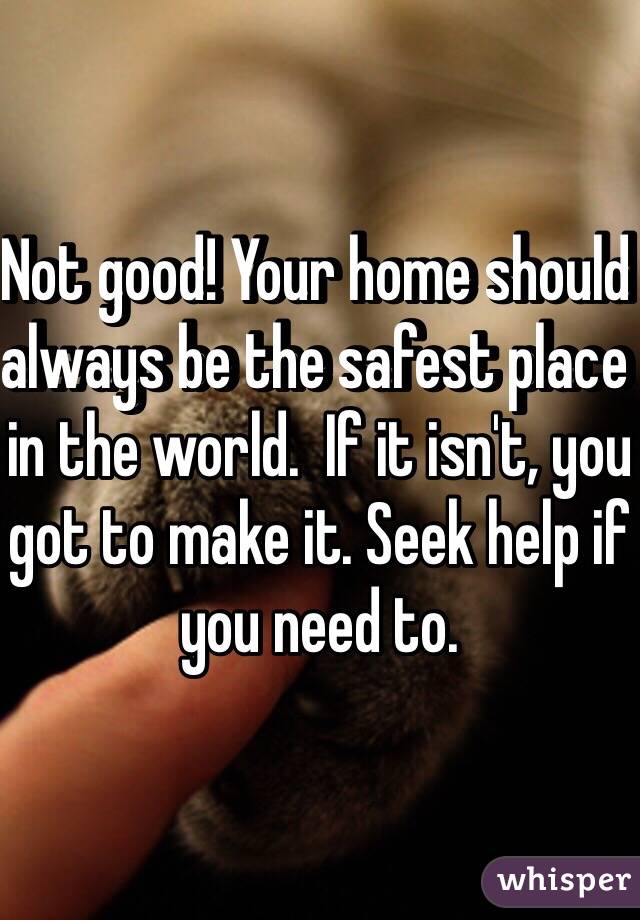 Not good! Your home should always be the safest place in the world.  If it isn't, you got to make it. Seek help if you need to. 